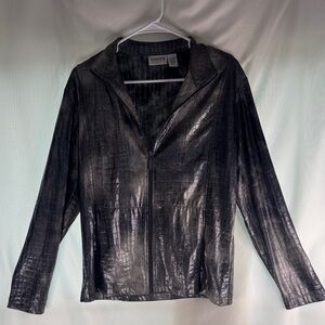 Chico's Metallic Black Croc-Embossed Jacket